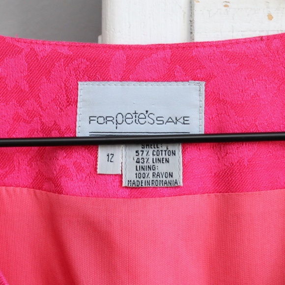 For Pete's Sake Vintage Sleeveless Floral Jacquard Pink Button Dress Size 12 - Picture 3 of 7